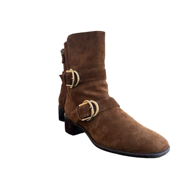 Stuart Weitzman Britain Reserve Suede Bootie - Brown - Moto Biker - 6 M - Picture 8 of 11